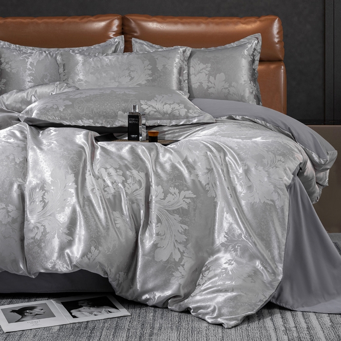 91家纺网 家纺一手货源 找家纺 红日子纺织品 2025新款简约贡缎提花四件套 唯美盛典