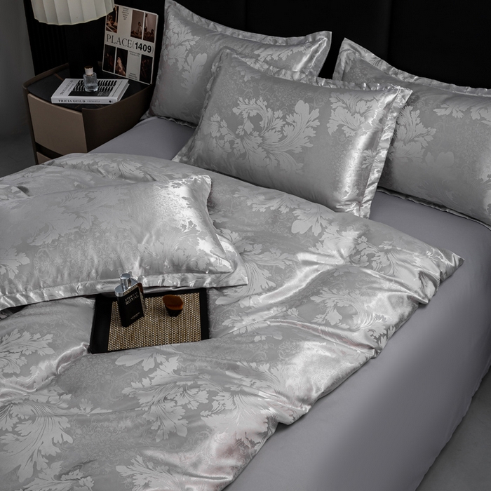 91家纺网 家纺一手货源 找家纺 红日子纺织品 2025新款简约贡缎提花四件套 唯美盛典