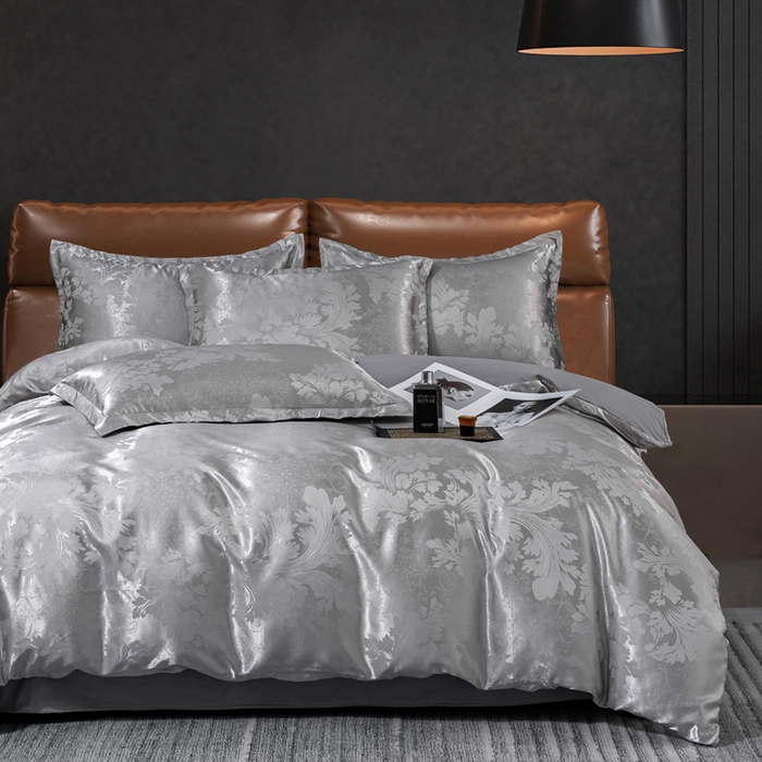 91家纺网 家纺一手货源 找家纺 红日子纺织品 2025新款简约贡缎提花四件套 唯美盛典