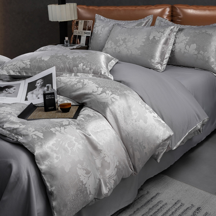 91家纺网 家纺一手货源 找家纺 红日子纺织品 2025新款简约贡缎提花四件套 唯美盛典