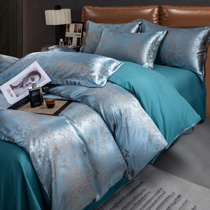 91家纺网 家纺一手货源 找家纺 红日子纺织品 2025新款简约贡缎提花四件套 巴黎夜色