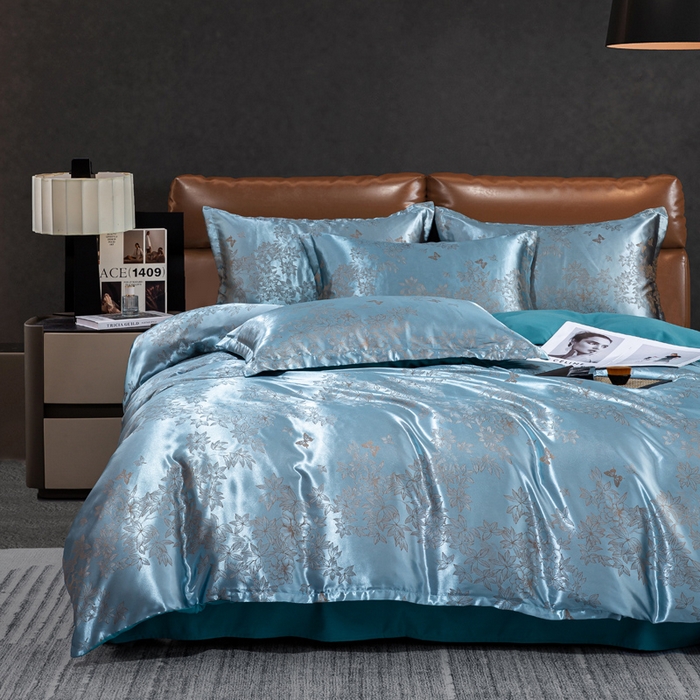 91家纺网 家纺一手货源 找家纺 红日子纺织品 2025新款简约贡缎提花四件套 巴黎夜色