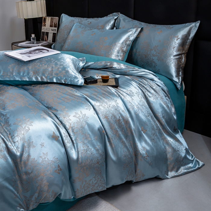 91家纺网 家纺一手货源 找家纺 红日子纺织品 2025新款简约贡缎提花四件套 巴黎夜色