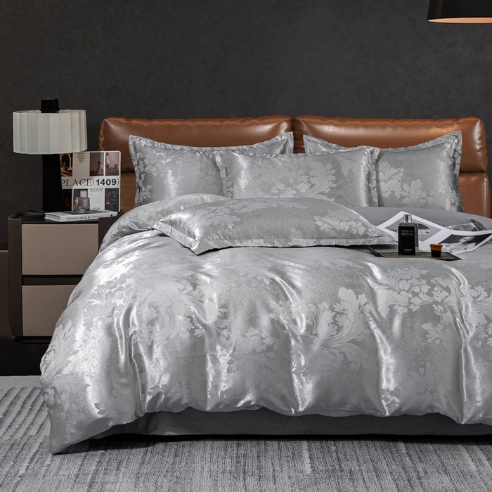 91家纺网 家纺一手货源 找家纺 红日子纺织品 2025新款简约贡缎提花四件套 唯美盛典