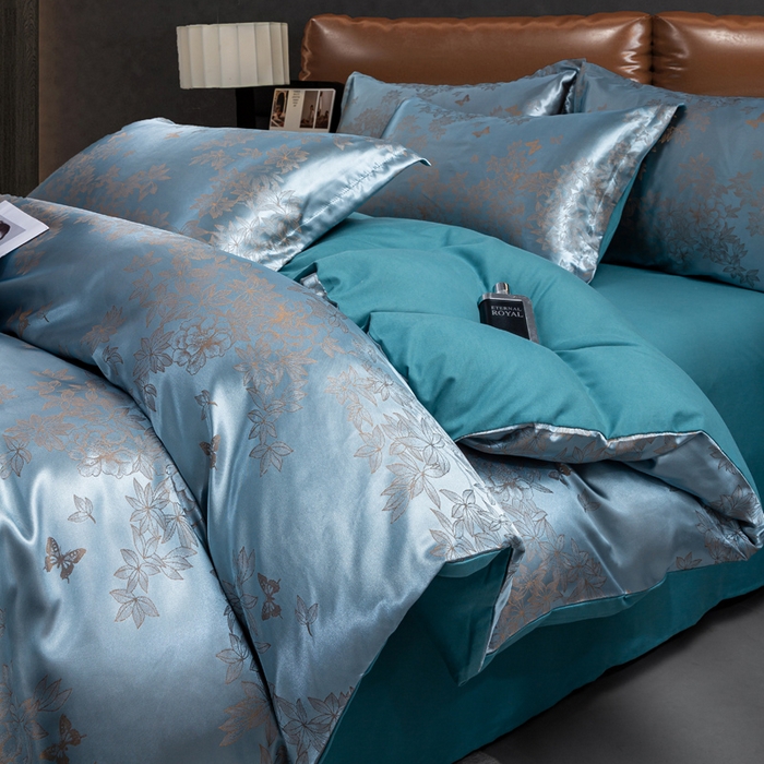 91家纺网 家纺一手货源 找家纺 红日子纺织品 2025新款简约贡缎提花四件套 巴黎夜色