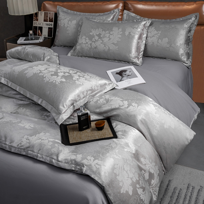 91家纺网 家纺一手货源 找家纺 红日子纺织品 2025新款简约贡缎提花四件套 唯美盛典