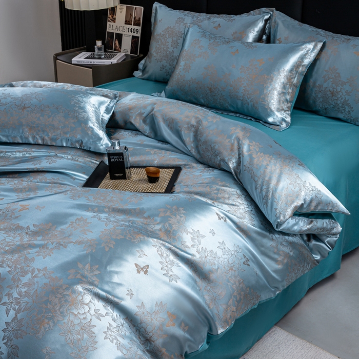 91家纺网 家纺一手货源 找家纺 红日子纺织品 2025新款简约贡缎提花四件套 巴黎夜色