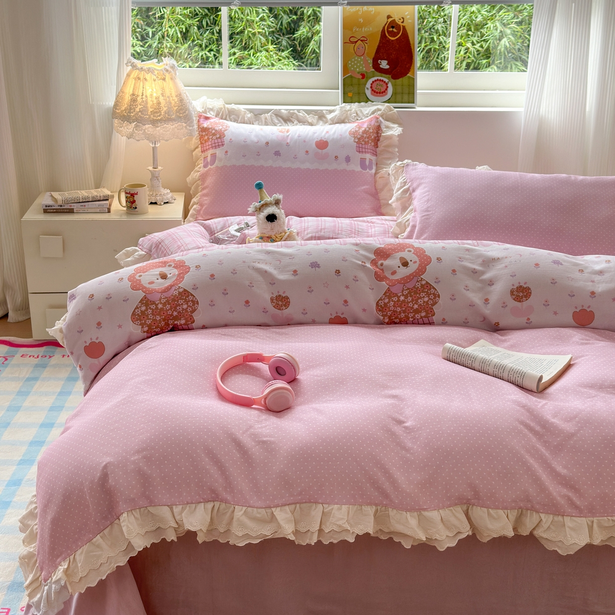 91家纺网 家纺一手货源 找家纺 （总）淑女公社家纺 2025新款全棉双层纱四季款洛丽塔风格四件套