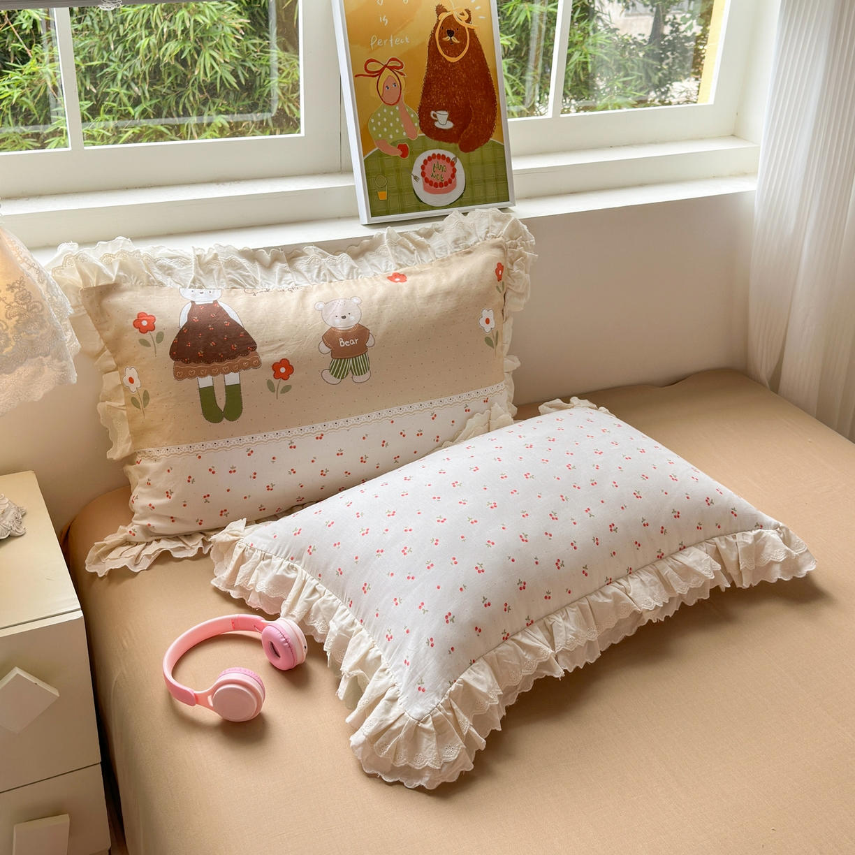 91家纺网 家纺一手货源 找家纺 （总）淑女公社家纺 2025新款全棉双层纱四季款洛丽塔风格四件套