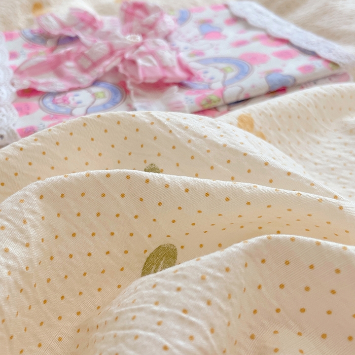 91家纺网 家纺一手货源 找家纺 优佳优品 2025新款A类云感木棉皱皱双层纱全棉镂空花边四件套（提供买家秀） 砰然心动