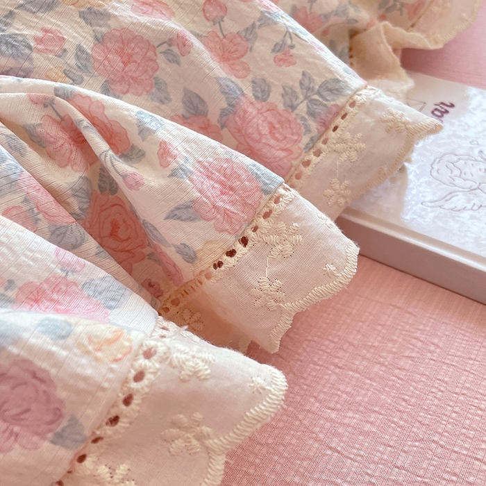 91家纺网 家纺一手货源 找家纺 优佳优品 2025新款A类云感木棉皱皱双层纱全棉镂空花边四件套（提供买家秀） 粉黛蔷薇