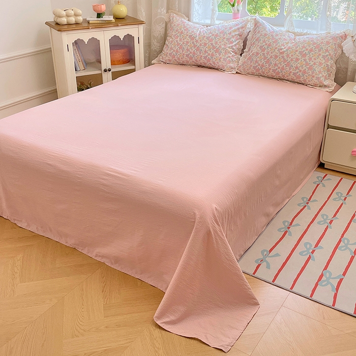 91家纺网 家纺一手货源 找家纺 优佳优品 2025新款A类云感木棉皱皱双层纱全棉镂空花边四件套（提供买家秀） 粉黛蔷薇