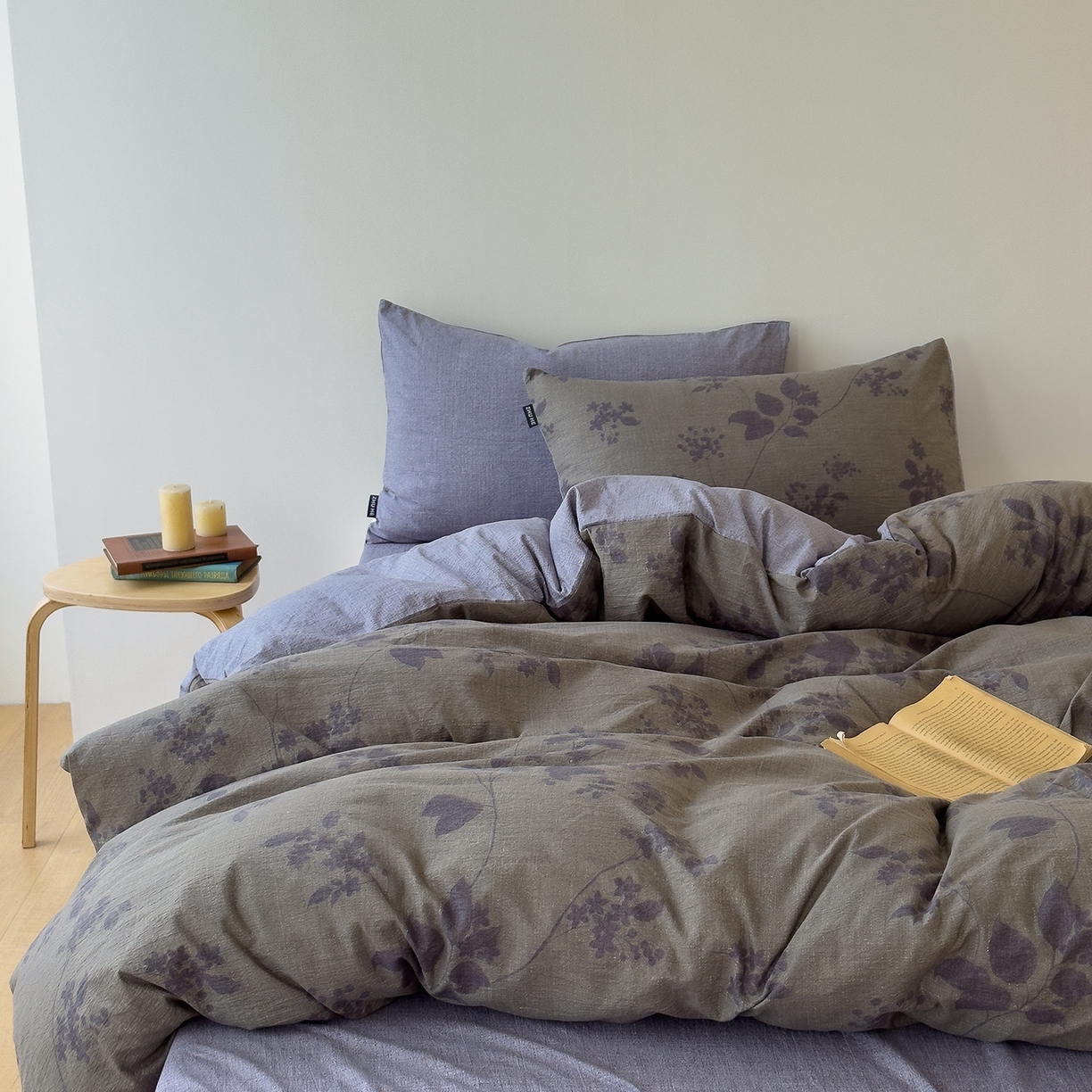 竹合家纺 2025秋冬新品爆款加厚高克重复古风皱皱印花四件套 颂青时