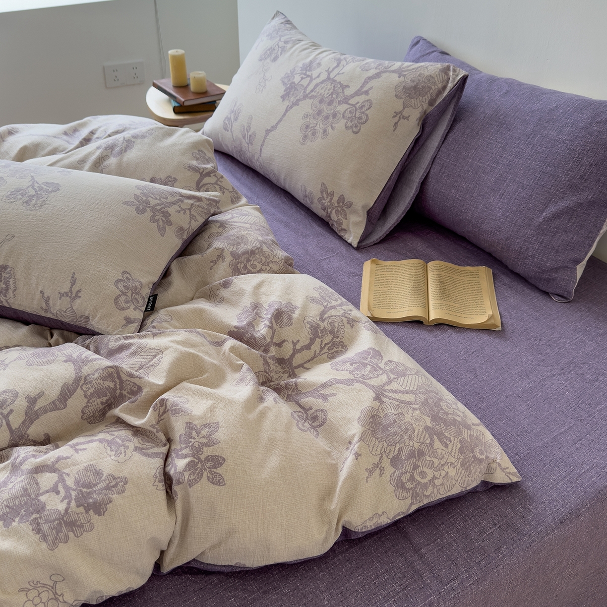 91家纺网 家纺一手货源 找家纺 竹合家纺 2025秋冬新品爆款加厚高克重复古风皱皱印花四件套 砚秋