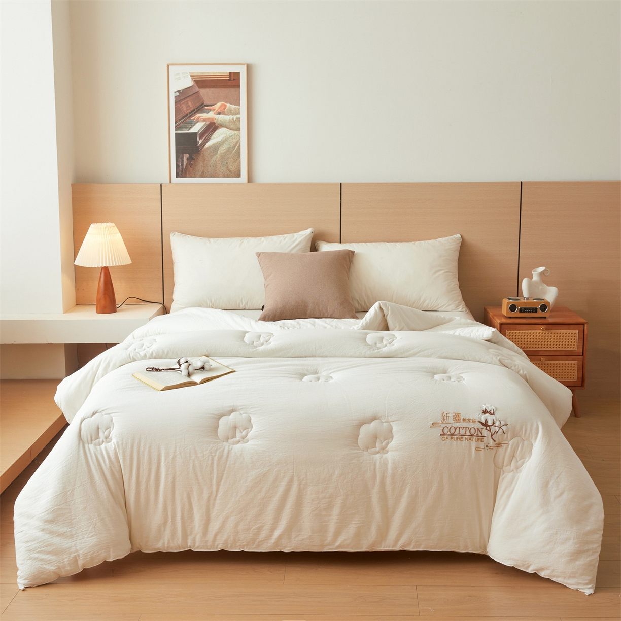 91家纺网 家纺一手货源 找家纺 西域种棉人·千百笠 2025新款A类填充100%棉新疆棉花被子毛巾绣贴布绣冬被棉被全棉冬季加厚保暖纯棉花被芯 贵族-白