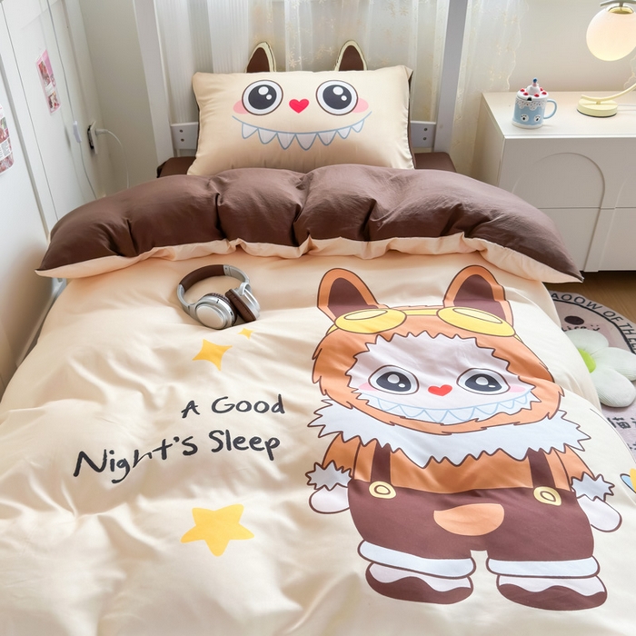 91家纺网 家纺一手货源 找家纺 （总）海岛哥哥 2025新款开学季亲肤舒适超柔云朵棉四件套-学生款大耳朵系列