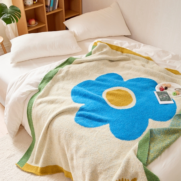 暖绵绵家纺 2025新款亲肤舒适半边绒盖毯毛毯-泽菲林（最低零售价：173元） 泽菲林-蓝色