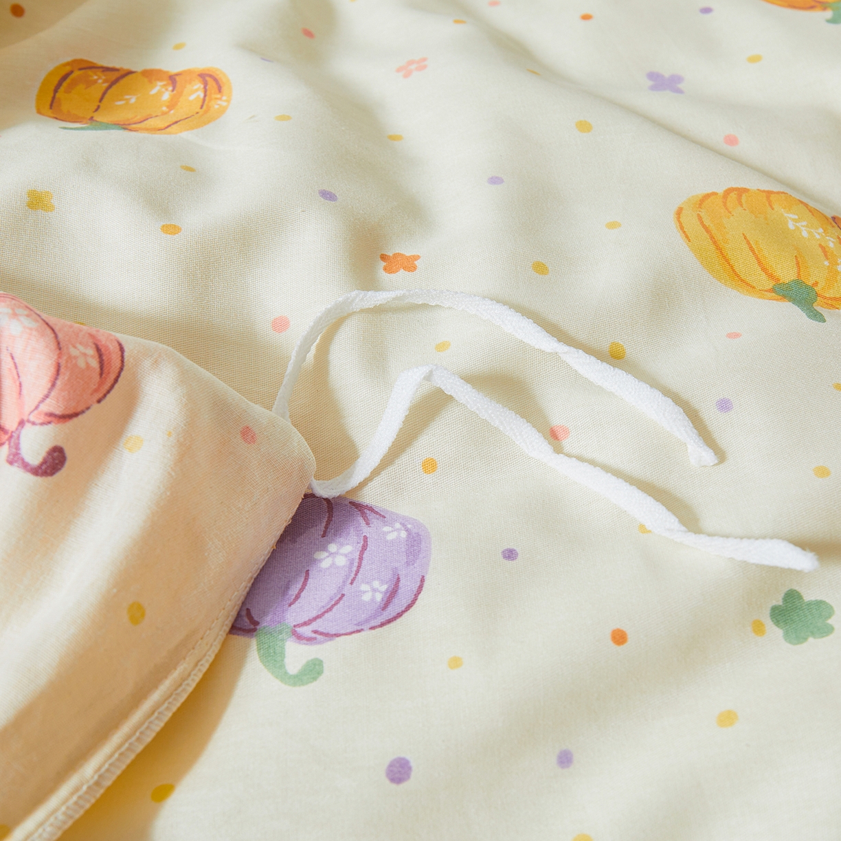 91家纺网 家纺一手货源 找家纺 西域种棉人·千百笠 2025新款100%全棉幼儿园被子三件套被套纯棉儿童六件套宝宝入园专用被套被褥含芯七件套 缤纷南瓜