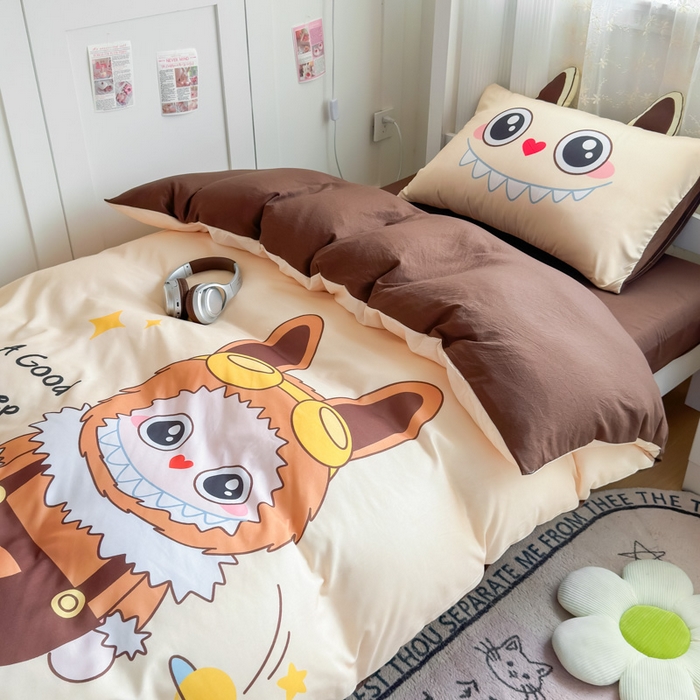 91家纺网 家纺一手货源 找家纺 海岛哥哥 2025新款开学季亲肤舒适超柔云朵棉四件套-学生款大耳朵系列 大耳朵-潮玩娃娃