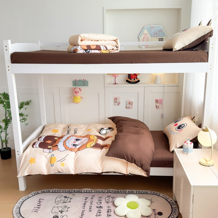 91家纺网 家纺一手货源 找家纺 海岛哥哥 2025新款开学季亲肤舒适超柔云朵棉四件套-学生款大耳朵系列 大耳朵-潮玩娃娃