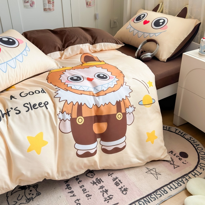 91家纺网 家纺一手货源 找家纺 海岛哥哥 2025新款开学季亲肤舒适超柔云朵棉四件套-学生款大耳朵系列 大耳朵-潮玩娃娃