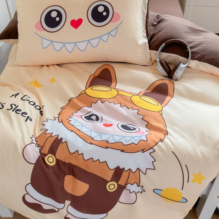 91家纺网 家纺一手货源 找家纺 海岛哥哥 2025新款开学季亲肤舒适超柔云朵棉四件套-学生款大耳朵系列 大耳朵-潮玩娃娃