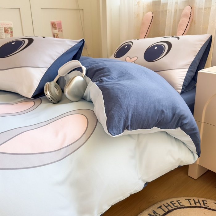 91家纺网 家纺一手货源 找家纺 海岛哥哥 2025新款开学季亲肤舒适超柔云朵棉四件套-学生款大耳朵系列 大耳朵-兔子警长