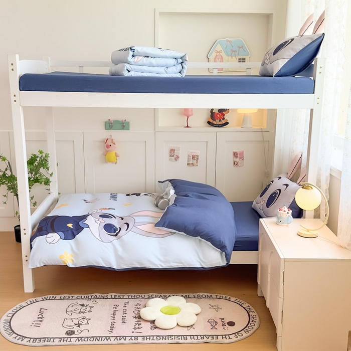 91家纺网 家纺一手货源 找家纺 海岛哥哥 2025新款开学季亲肤舒适超柔云朵棉四件套-学生款大耳朵系列 大耳朵-兔子警长