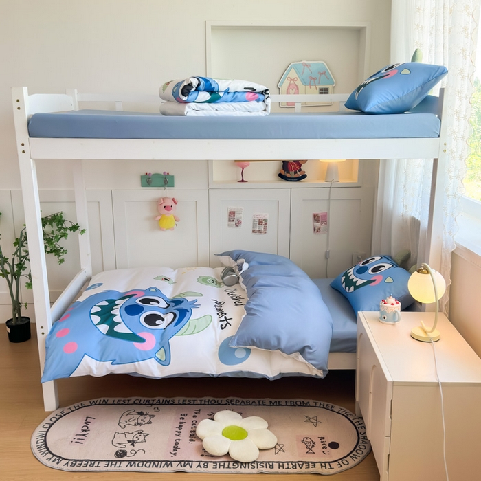 91家纺网 家纺一手货源 找家纺 海岛哥哥 2025新款开学季亲肤舒适超柔云朵棉四件套-学生款大耳朵系列 大耳朵-小怪兽