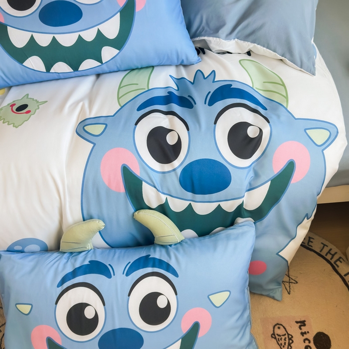 91家纺网 家纺一手货源 找家纺 海岛哥哥 2025新款开学季亲肤舒适超柔云朵棉四件套-学生款大耳朵系列 大耳朵-小怪兽