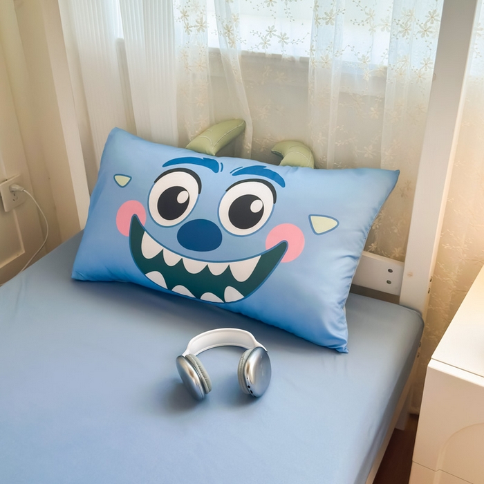 91家纺网 家纺一手货源 找家纺 海岛哥哥 2025新款开学季亲肤舒适超柔云朵棉四件套-学生款大耳朵系列 大耳朵-小怪兽