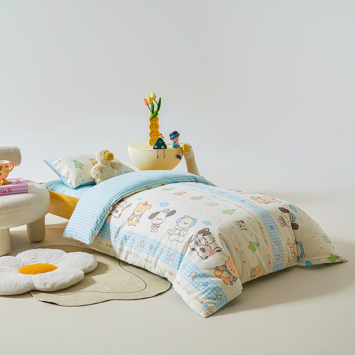 91家纺网 家纺一手货源 找家纺 西域种棉人·千百笠 2025新款100%全棉幼儿园被子三件套被套纯棉儿童六件套宝宝入园专用被套被褥含芯七件套 圣诞派对