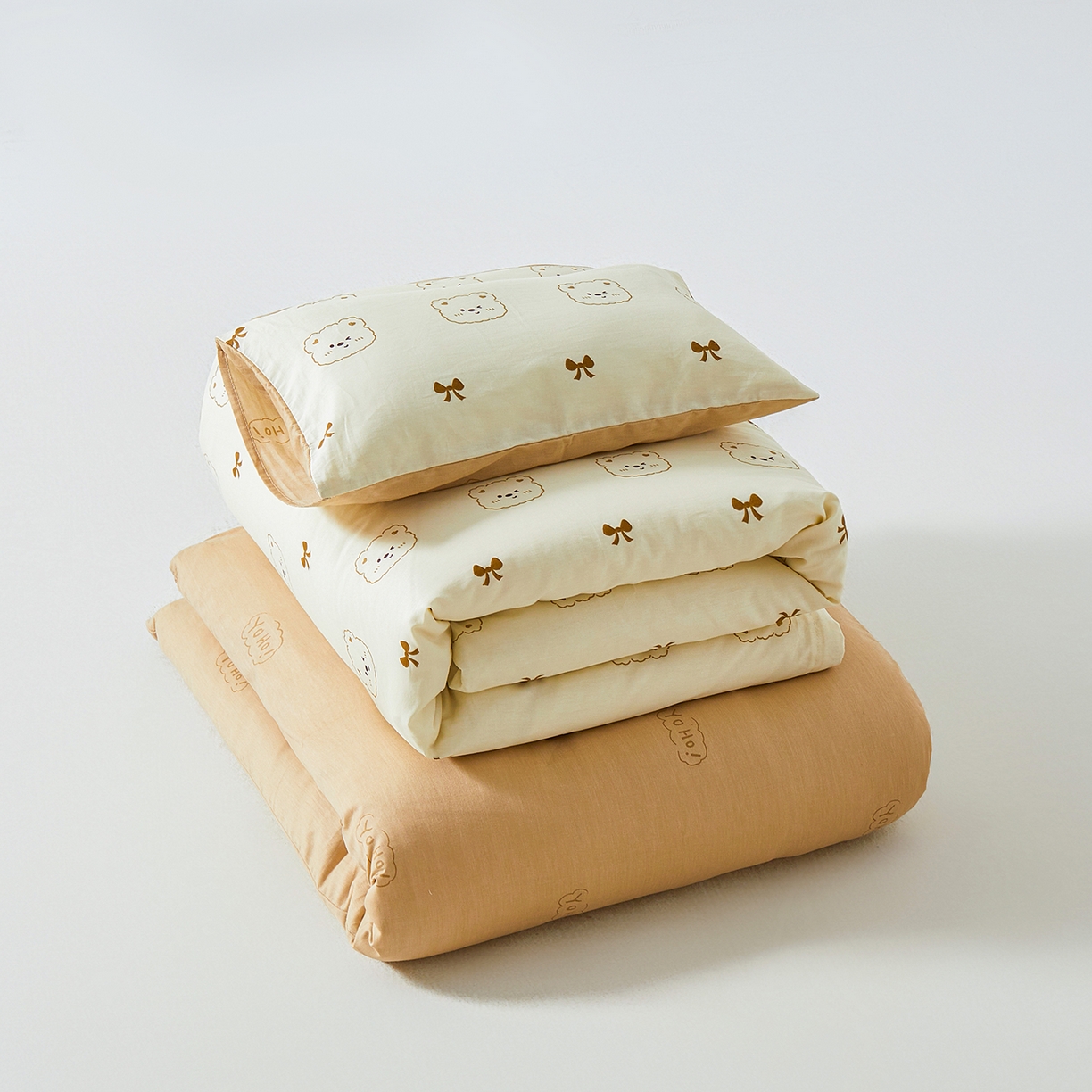 91家纺网 家纺一手货源 找家纺 西域种棉人·千百笠 2025新款100%全棉幼儿园被子三件套被套纯棉儿童六件套宝宝入园专用被套被褥含芯七件套 熊仔宝贝