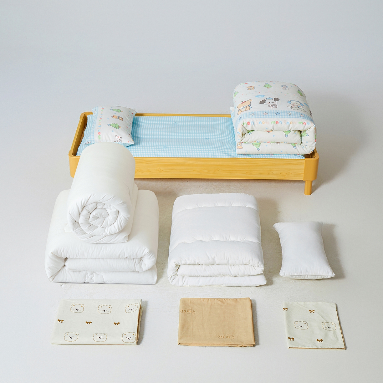 91家纺网 家纺一手货源 找家纺 西域种棉人·千百笠 2025新款100%全棉幼儿园被子三件套被套纯棉儿童六件套宝宝入园专用被套被褥含芯七件套 熊仔宝贝