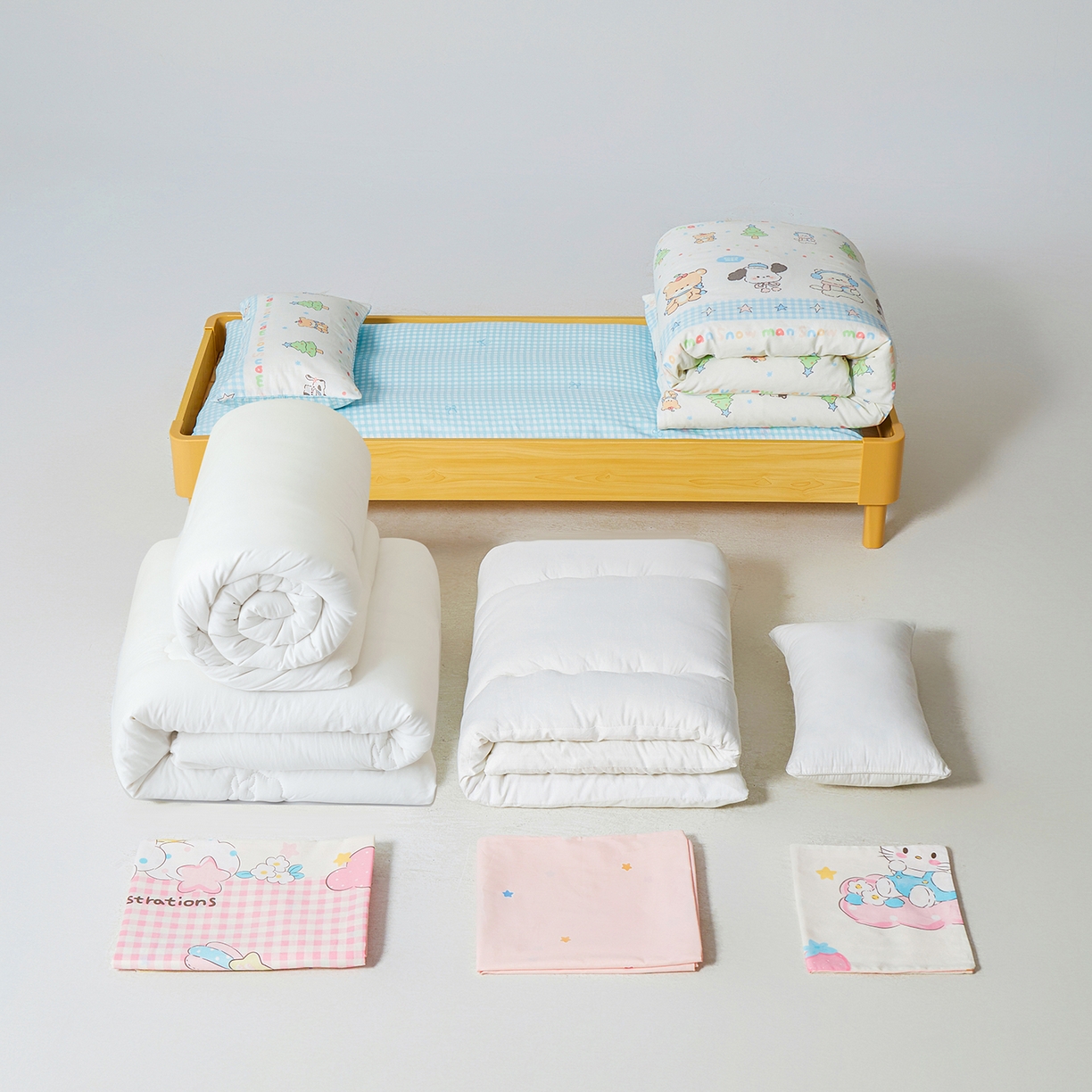 91家纺网 家纺一手货源 找家纺 西域种棉人·千百笠 2025新款100%全棉幼儿园被子三件套被套纯棉儿童六件套宝宝入园专用被套被褥含芯七件套 云朵梦