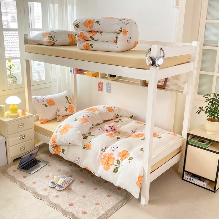 91家纺网 家纺一手货源 找家纺 （总）芷凡家纺 2025新款水洗棉双层纱学生三件套四件套学生宿舍上下铺三件套