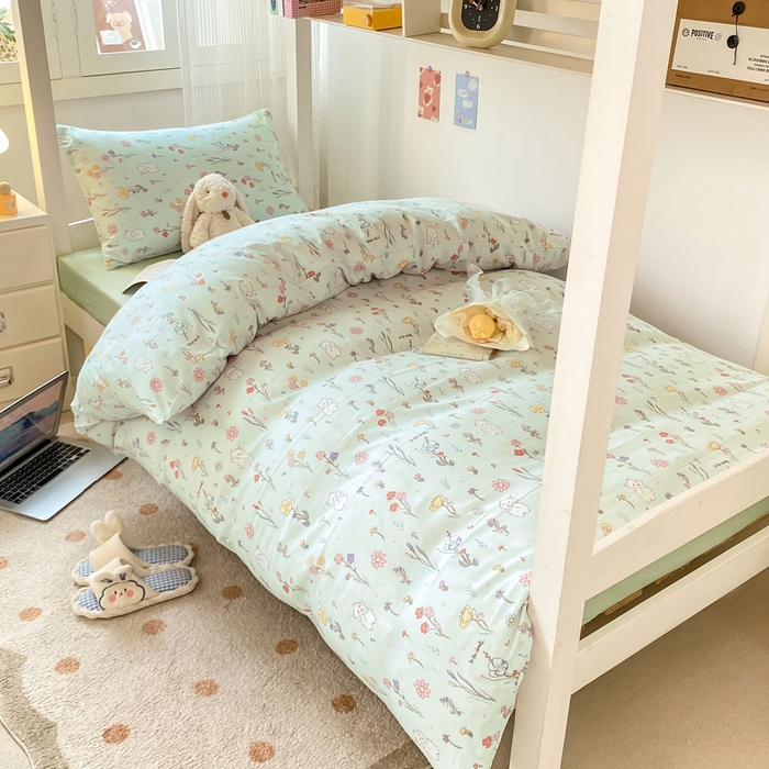 91家纺网 家纺一手货源 找家纺 （总）芷凡家纺 2025新款水洗棉双层纱学生三件套四件套学生宿舍上下铺三件套