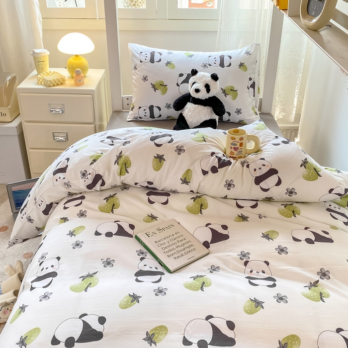 91家纺网 家纺一手货源 找家纺 芷凡家纺 2025新款水洗棉双层纱学生三件套四件套学生宿舍上下铺三件套 爱你熊宝