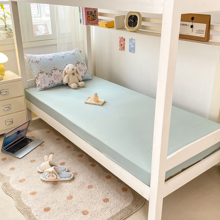 91家纺网 家纺一手货源 找家纺 芷凡家纺 2025新款水洗棉双层纱学生三件套四件套学生宿舍上下铺三件套 淑女兔