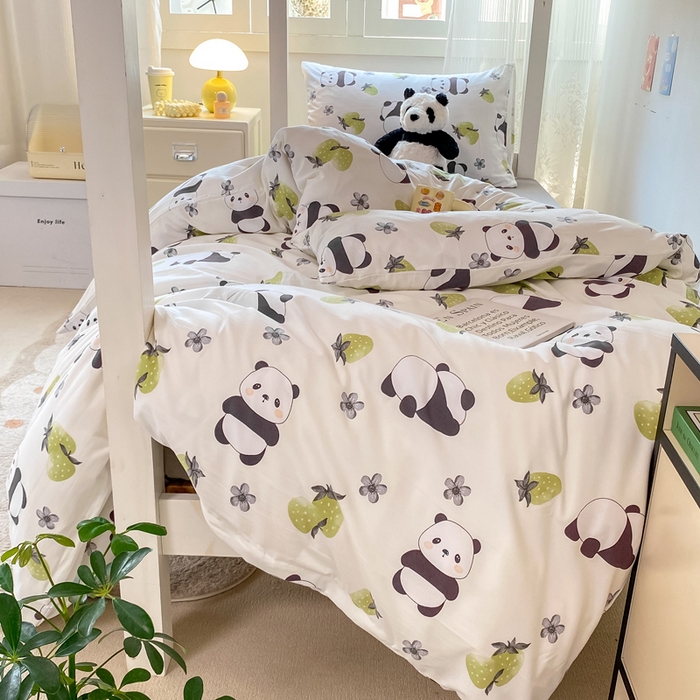 91家纺网 家纺一手货源 找家纺 芷凡家纺 2025新款水洗棉双层纱学生三件套四件套学生宿舍上下铺三件套 爱你熊宝