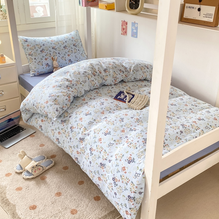 芷凡家纺 2025新款水洗棉双层纱学生三件套四件套学生宿舍上下铺三件套 兰溪园