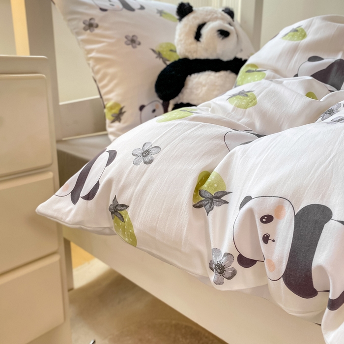 91家纺网 家纺一手货源 找家纺 芷凡家纺 2025新款水洗棉双层纱学生三件套四件套学生宿舍上下铺三件套 爱你熊宝