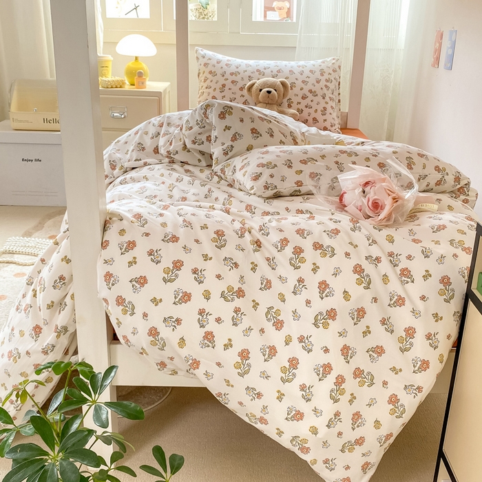 91家纺网 家纺一手货源 找家纺 芷凡家纺 2025新款水洗棉双层纱学生三件套四件套学生宿舍上下铺三件套 花漫晨