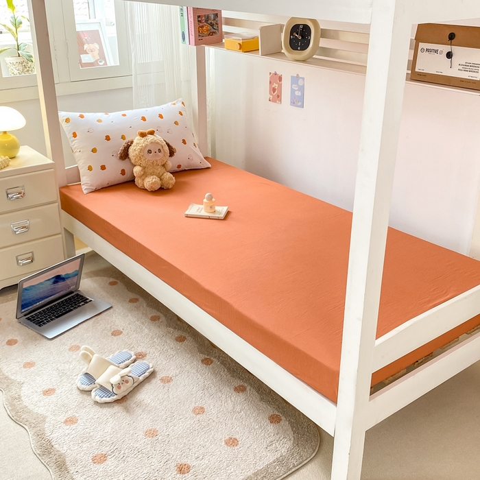 91家纺网 家纺一手货源 找家纺 芷凡家纺 2025新款水洗棉双层纱学生三件套四件套学生宿舍上下铺三件套 南瓜乐园