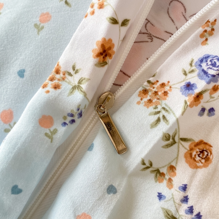 91家纺网 家纺一手货源 找家纺 芷凡家纺 2025新款水洗棉双层纱学生三件套四件套学生宿舍上下铺三件套 淑女兔