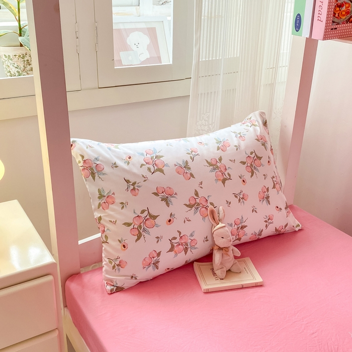 91家纺网 家纺一手货源 找家纺 芷凡家纺 2025新款水洗棉双层纱学生三件套四件套学生宿舍上下铺三件套 清新粉桃