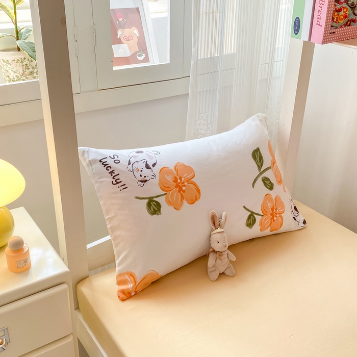 91家纺网 家纺一手货源 找家纺 芷凡家纺 2025新款水洗棉双层纱学生三件套四件套学生宿舍上下铺三件套 爱心猫咪