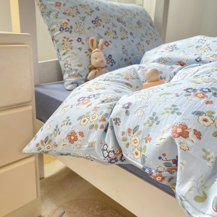 91家纺网 家纺一手货源 找家纺 芷凡家纺 2025新款水洗棉双层纱学生三件套四件套学生宿舍上下铺三件套 兰溪园