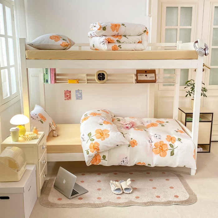 91家纺网 家纺一手货源 找家纺 （总）芷凡家纺 2025新款水洗棉双层纱学生三件套四件套学生宿舍上下铺三件套