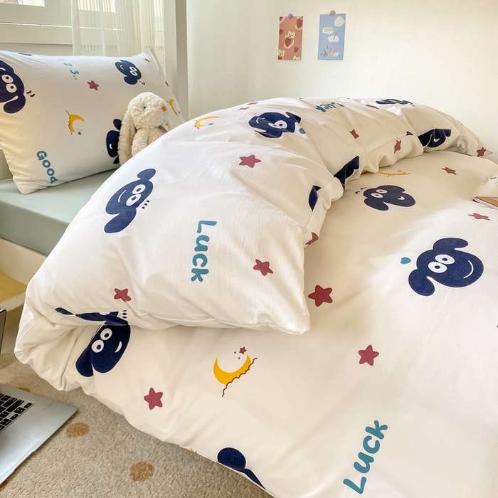 91家纺网 家纺一手货源 找家纺 芷凡家纺 2025新款水洗棉双层纱学生三件套四件套学生宿舍上下铺三件套 暖洋洋